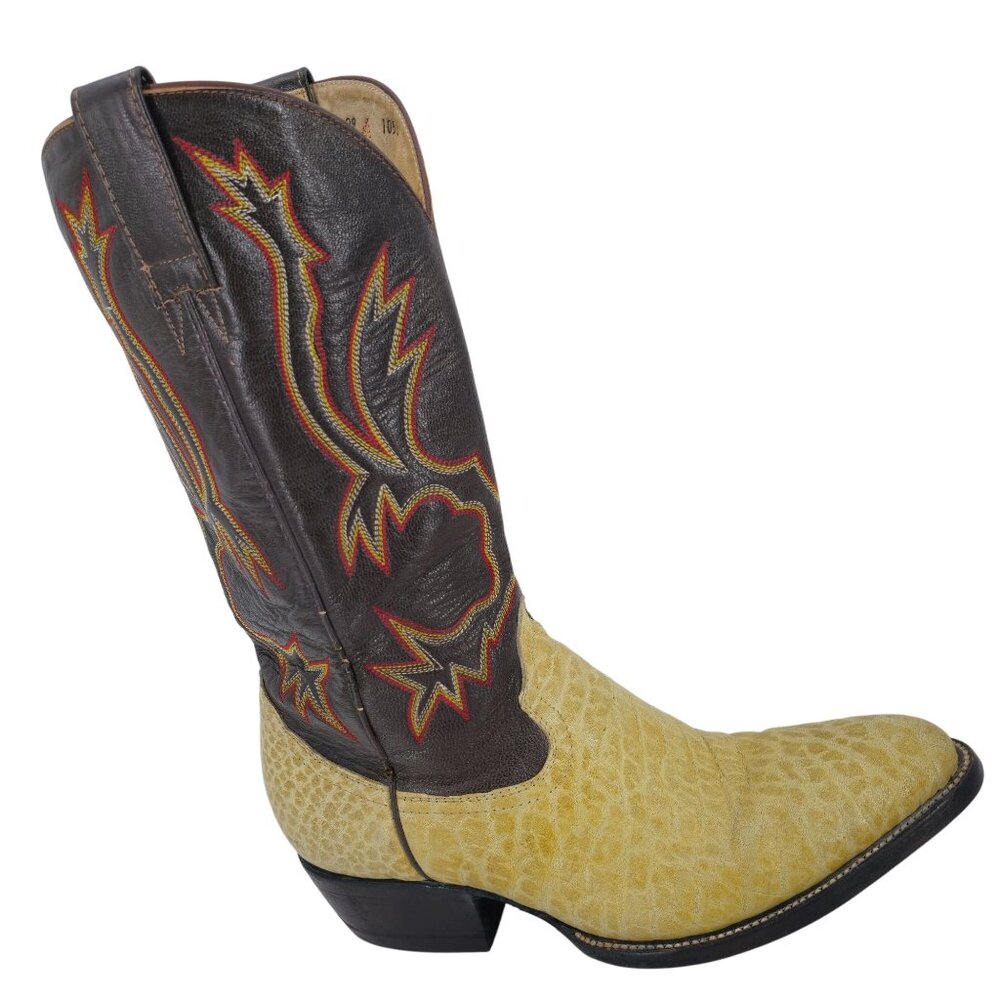 Bull Rider Men 9.5 Unique Color Golden Yellow Brown Leather Cowboy Western Boots